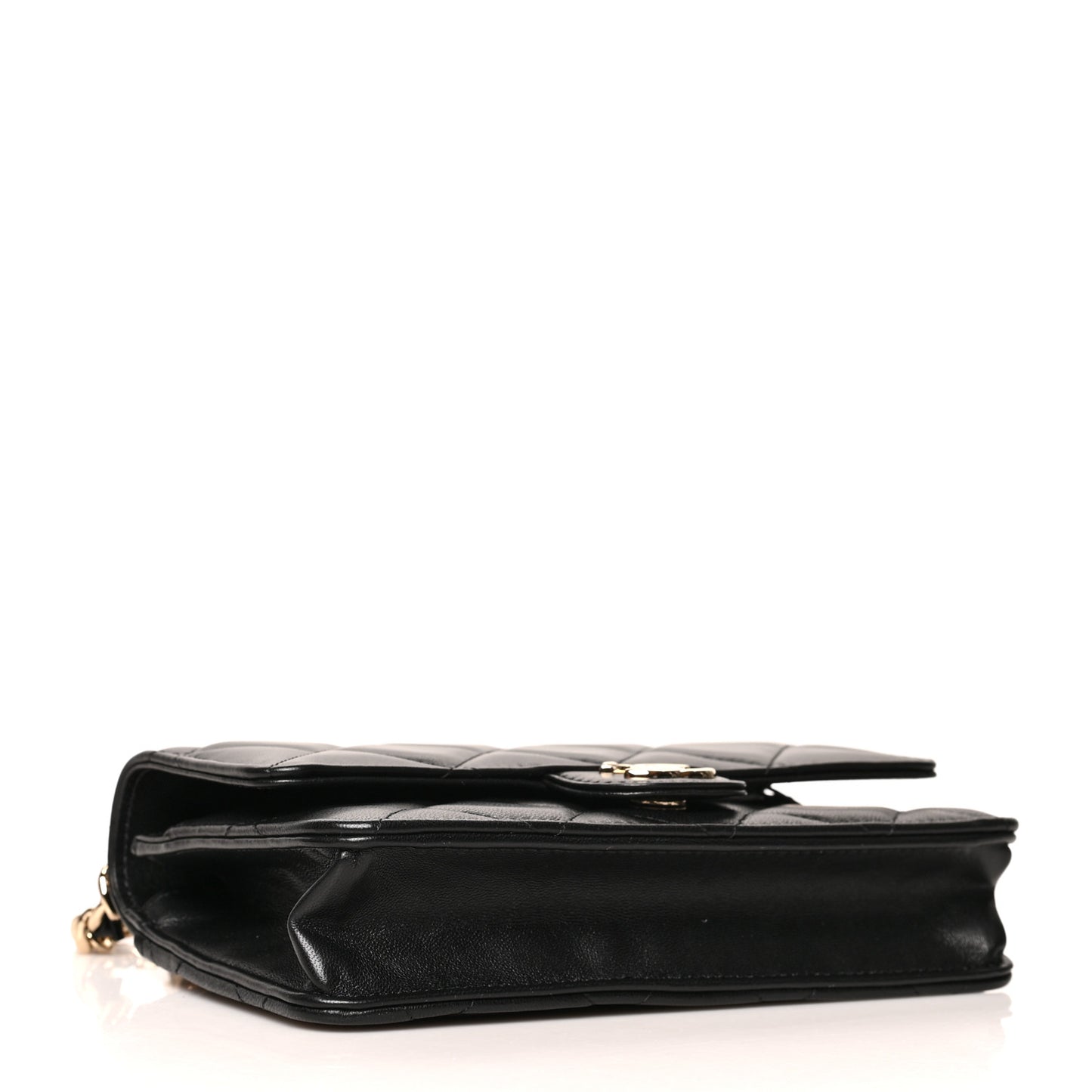 Lambskin Plexi Quilted Wallet On Chain WOC Black
