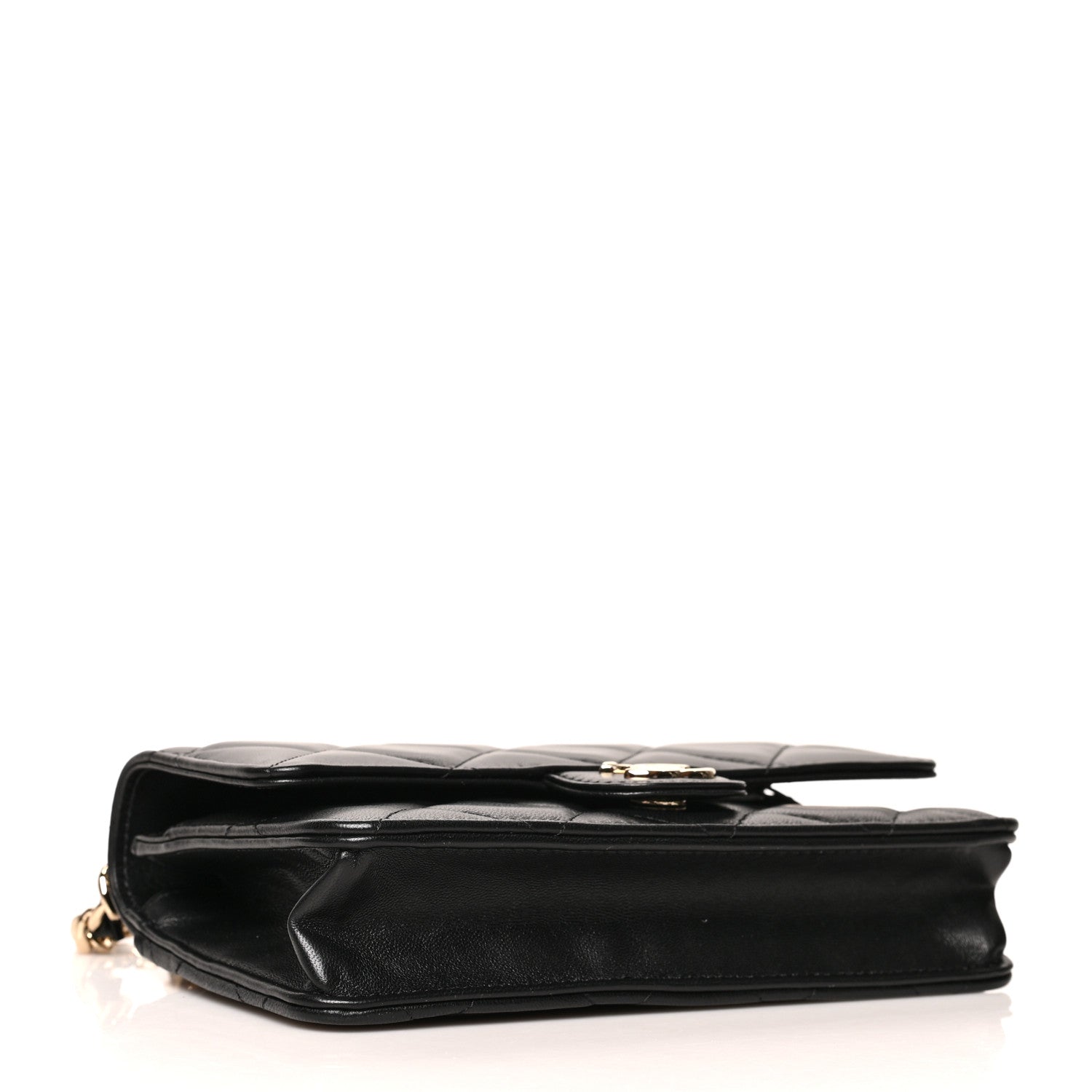 Chanel Lambskin Plexi Quilted Wallet On Chain WOC Black 4 of 11