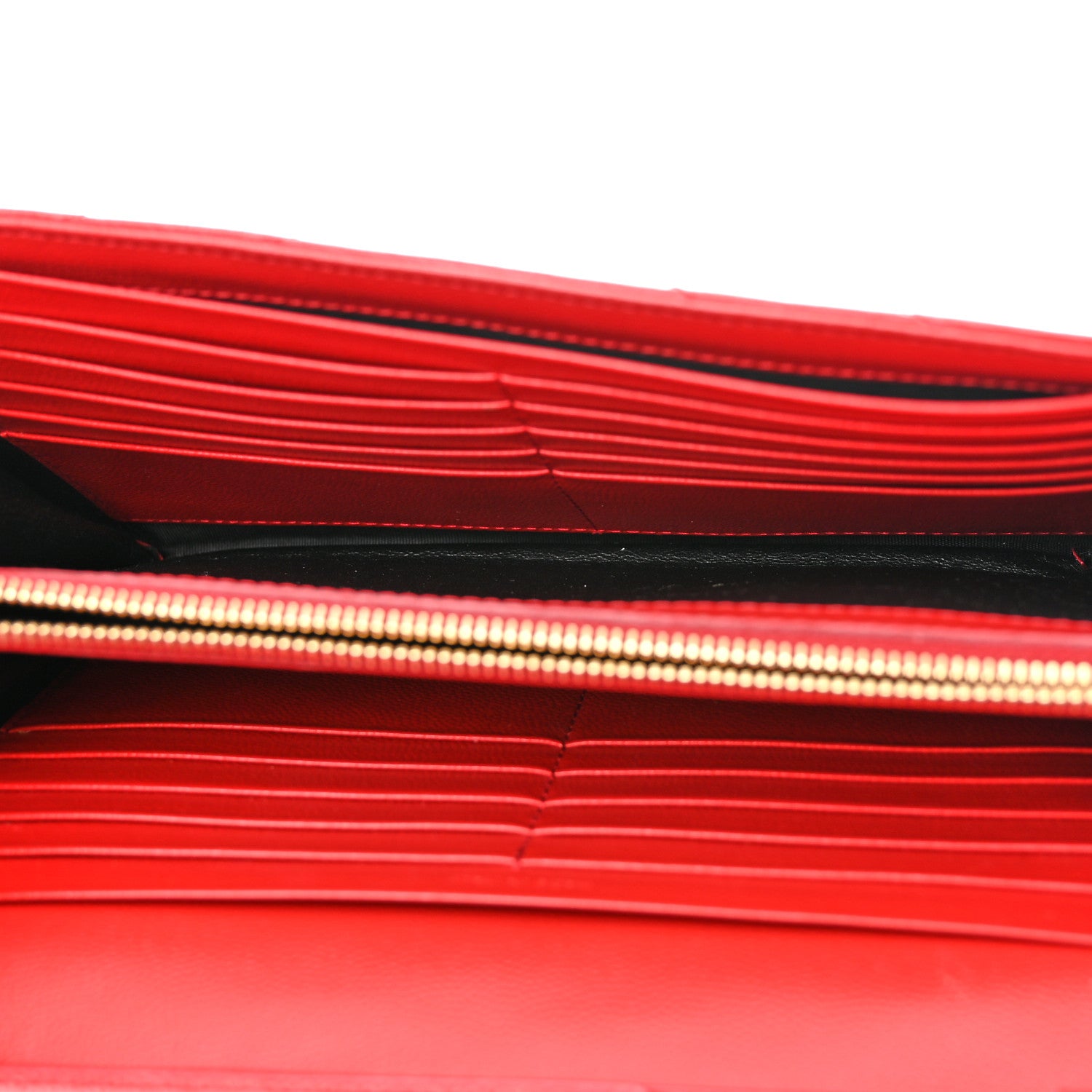 Saint Laurent Grain De Poudre Matelasse Chevron Monogram Chain Wallet New Red 5 of 11