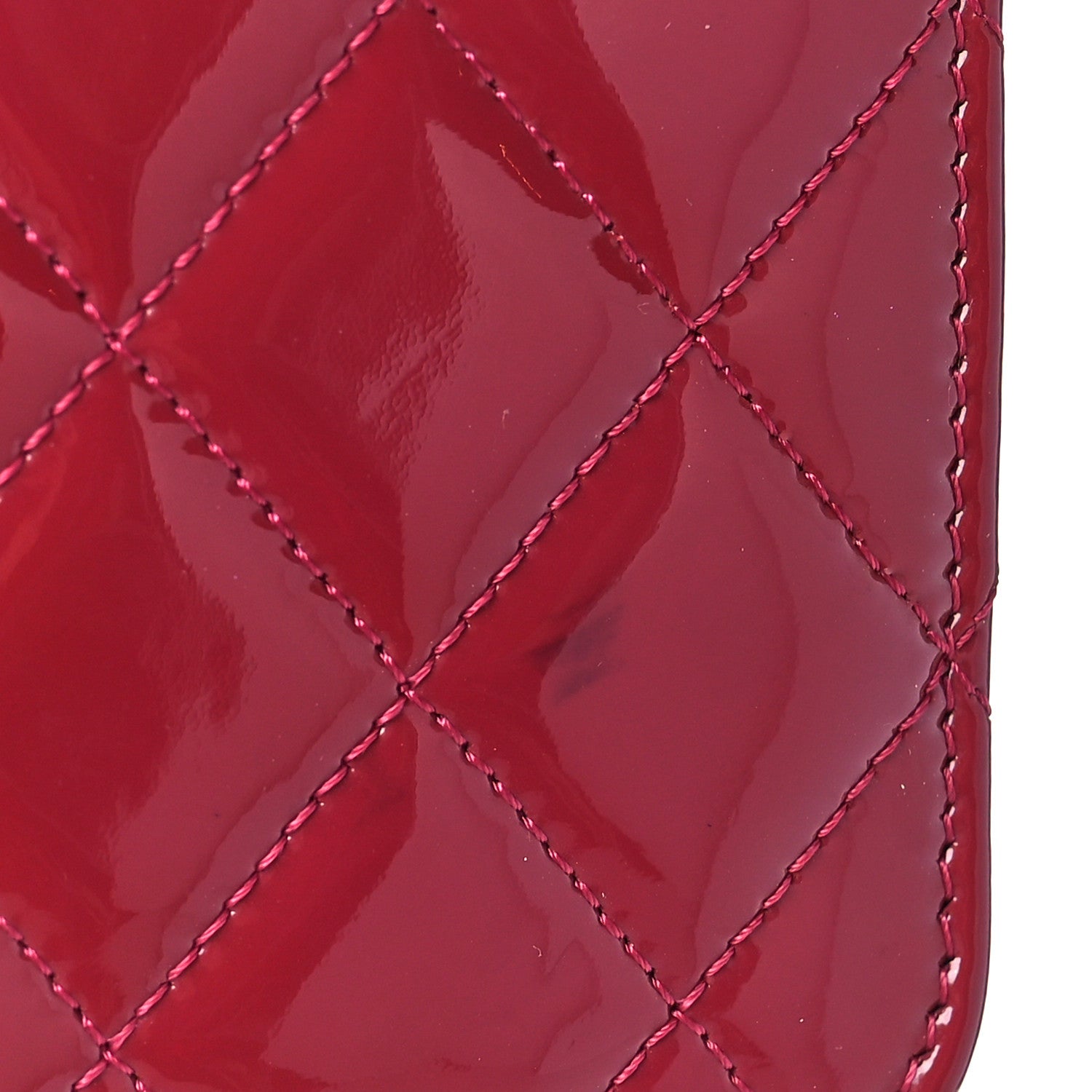 Chanel Patent Quilted Brilliant Wallet On Chain WOC Dark Pink 8 of 13