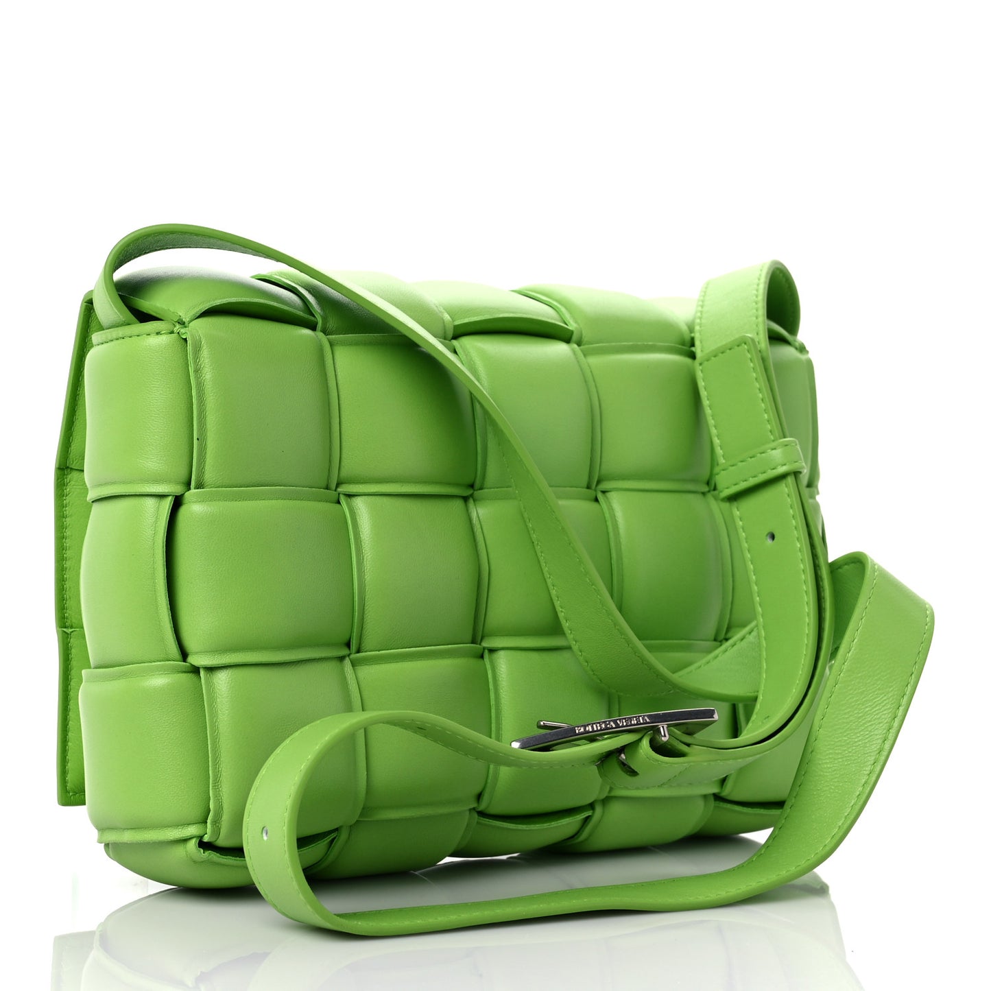 Nappa Maxi Intreccio Padded Cassette Crossbody Bag Acid Green