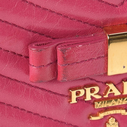 Prada Vitello Antic Soft Metal Chevron Wallet Pink 10 of 16