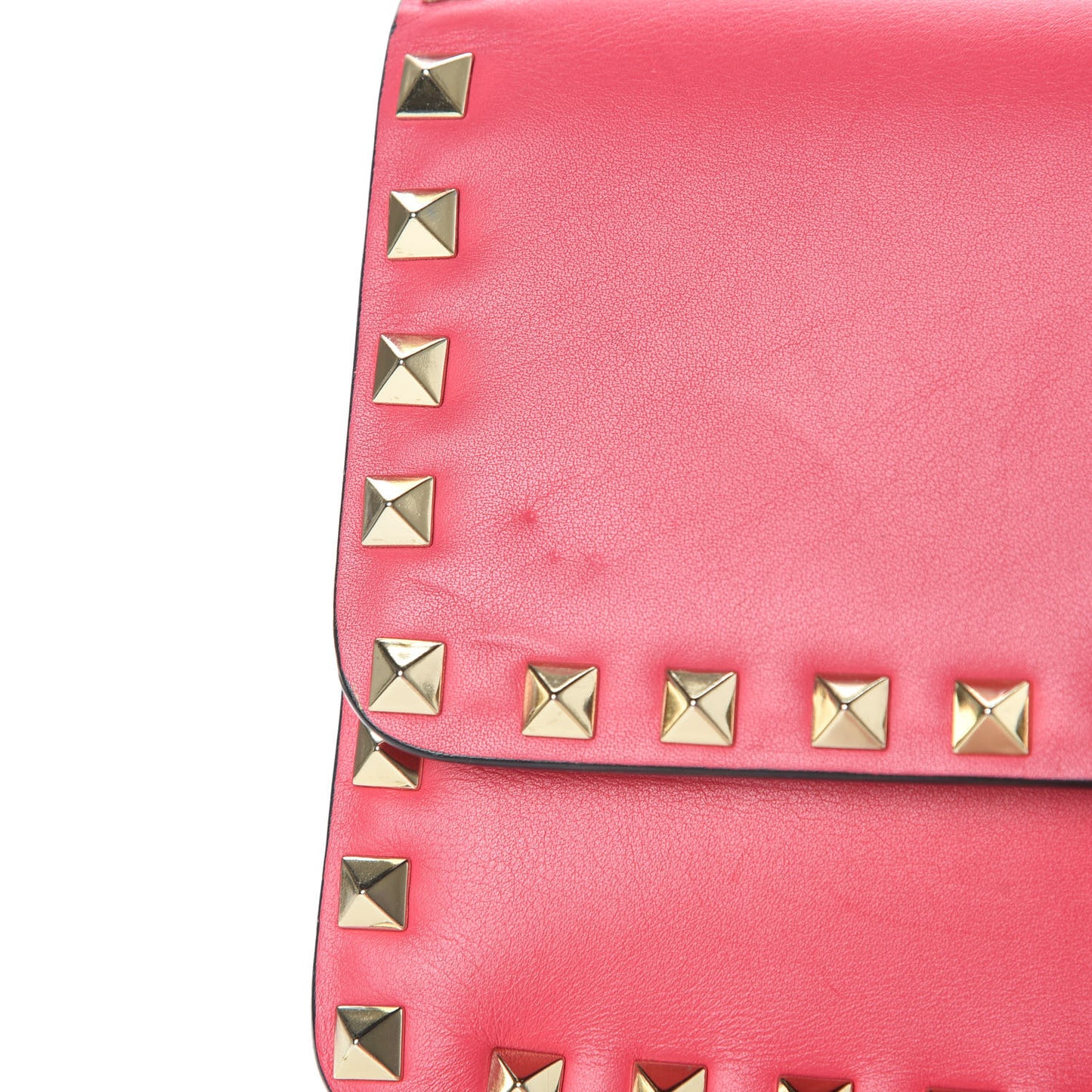 Vitello Rockstud Chain Flap Crossbody Bag Deep Rose