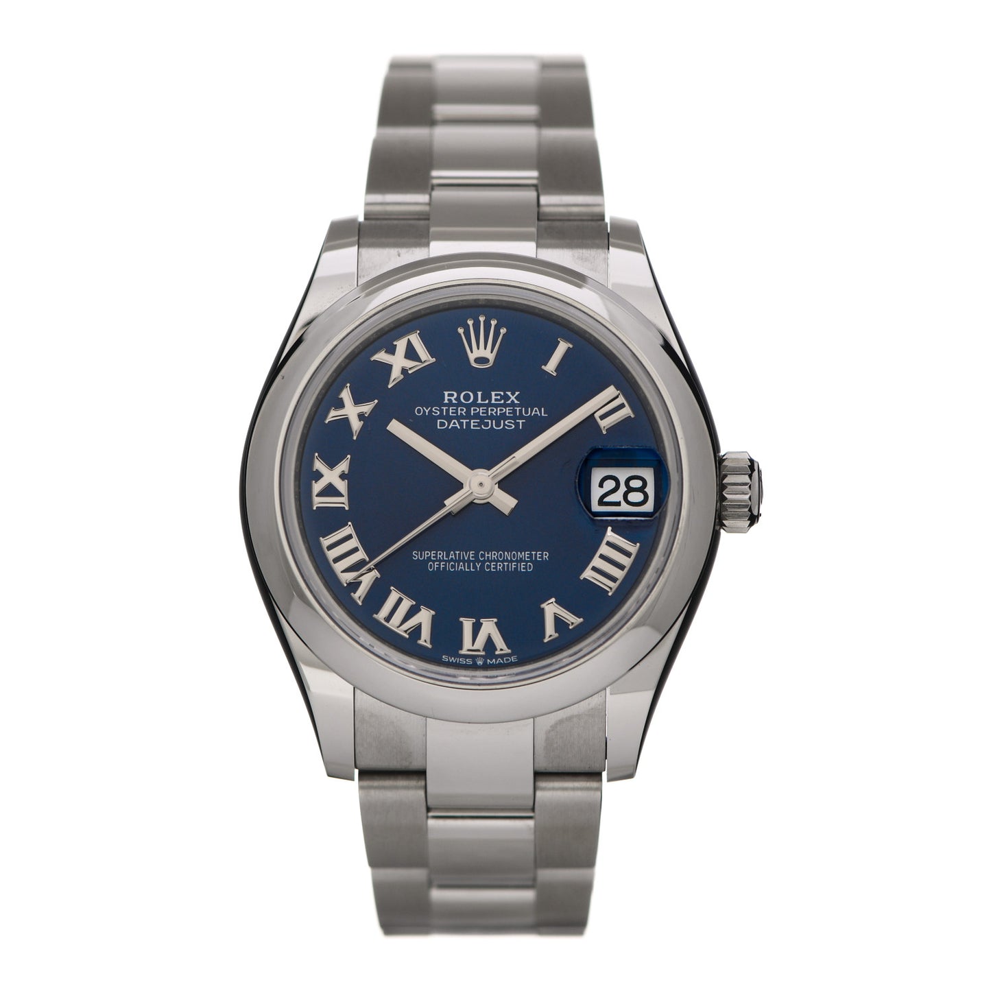 Stainless Steel 31mm Oyster Perpetual Datejust Watch Bright Blue Roman 278240