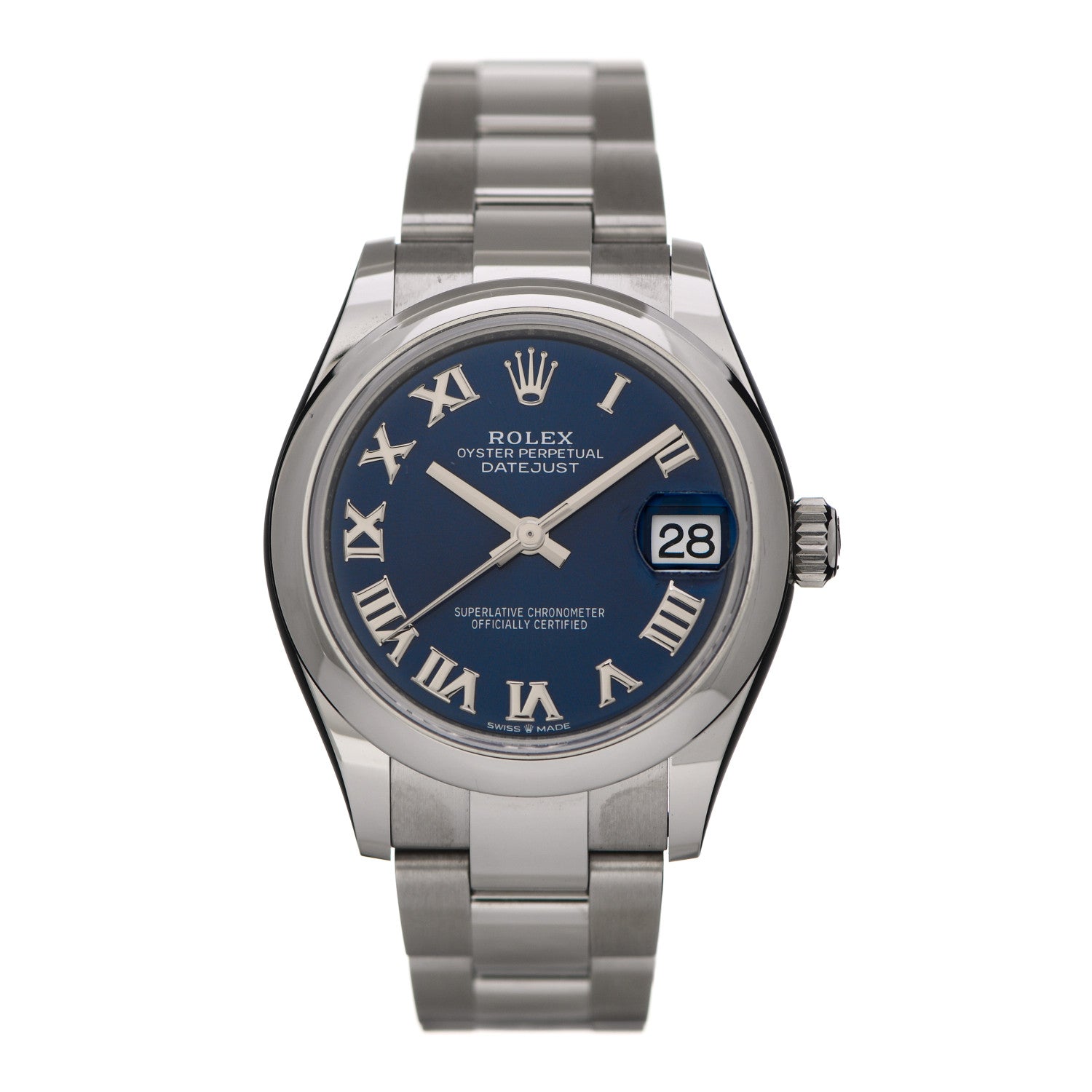 Rolex Stainless Steel 31mm Oyster Perpetual Datejust Watch Bright Blue Roman 278240 1 of 5