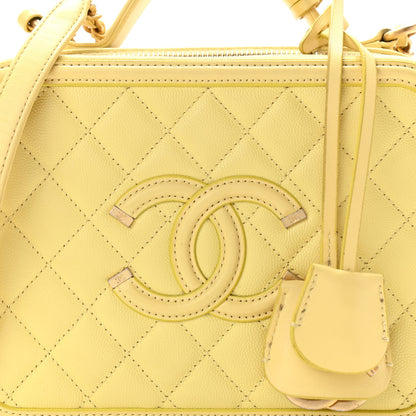 Chanel Caviar Quilted Medium CC Filigree Vanity Case Yellow 8 of 11