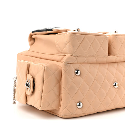 Chanel Calfskin Quilted Large Cambon Multipocket Reporter Beige Black 9 of 10