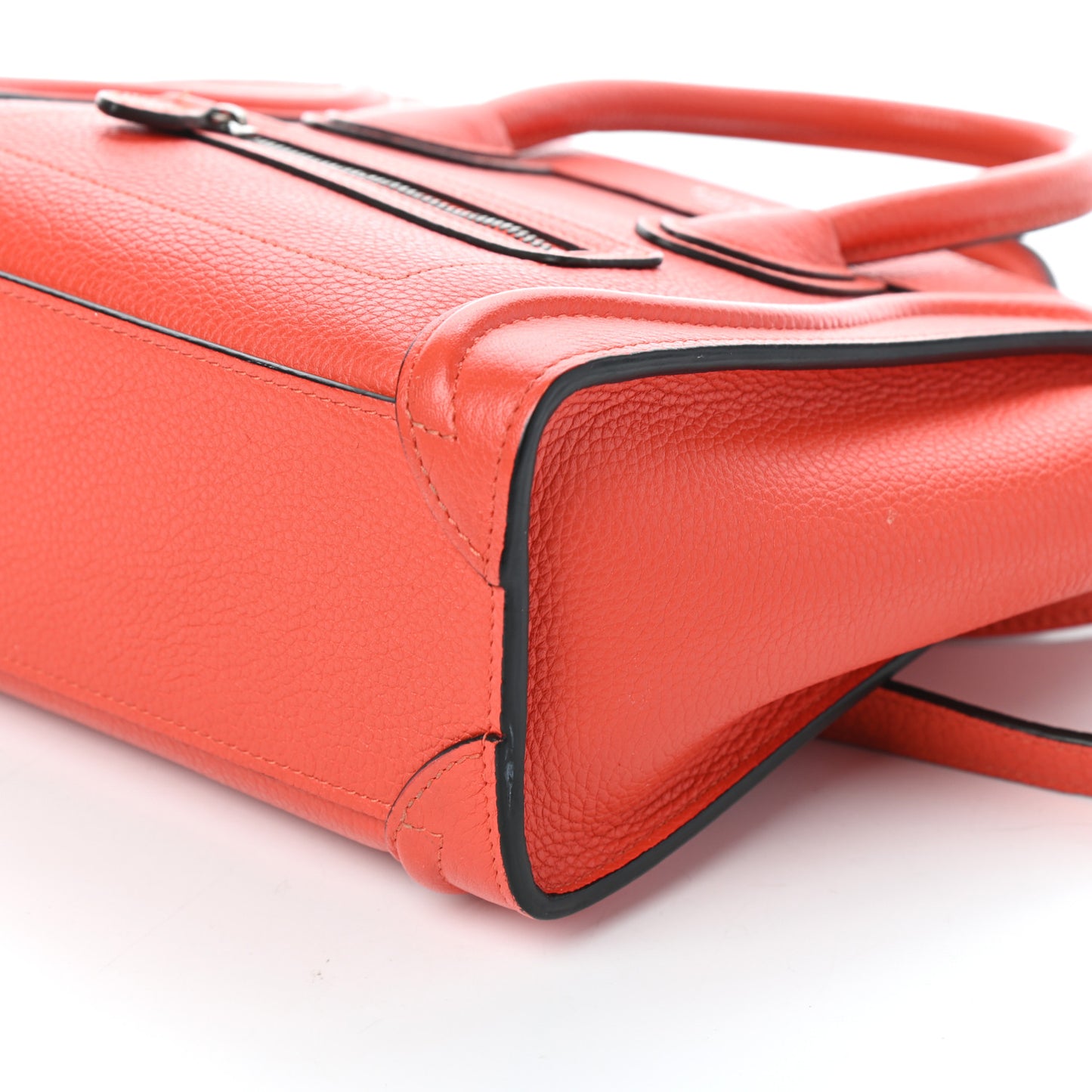 Drummed Calfskin Nano Luggage Vermillion