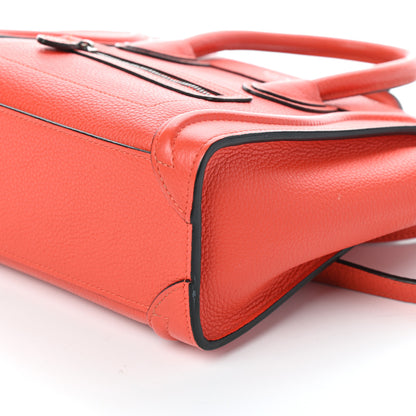 Celine Drummed Calfskin Nano Luggage Vermillion 10 of 10