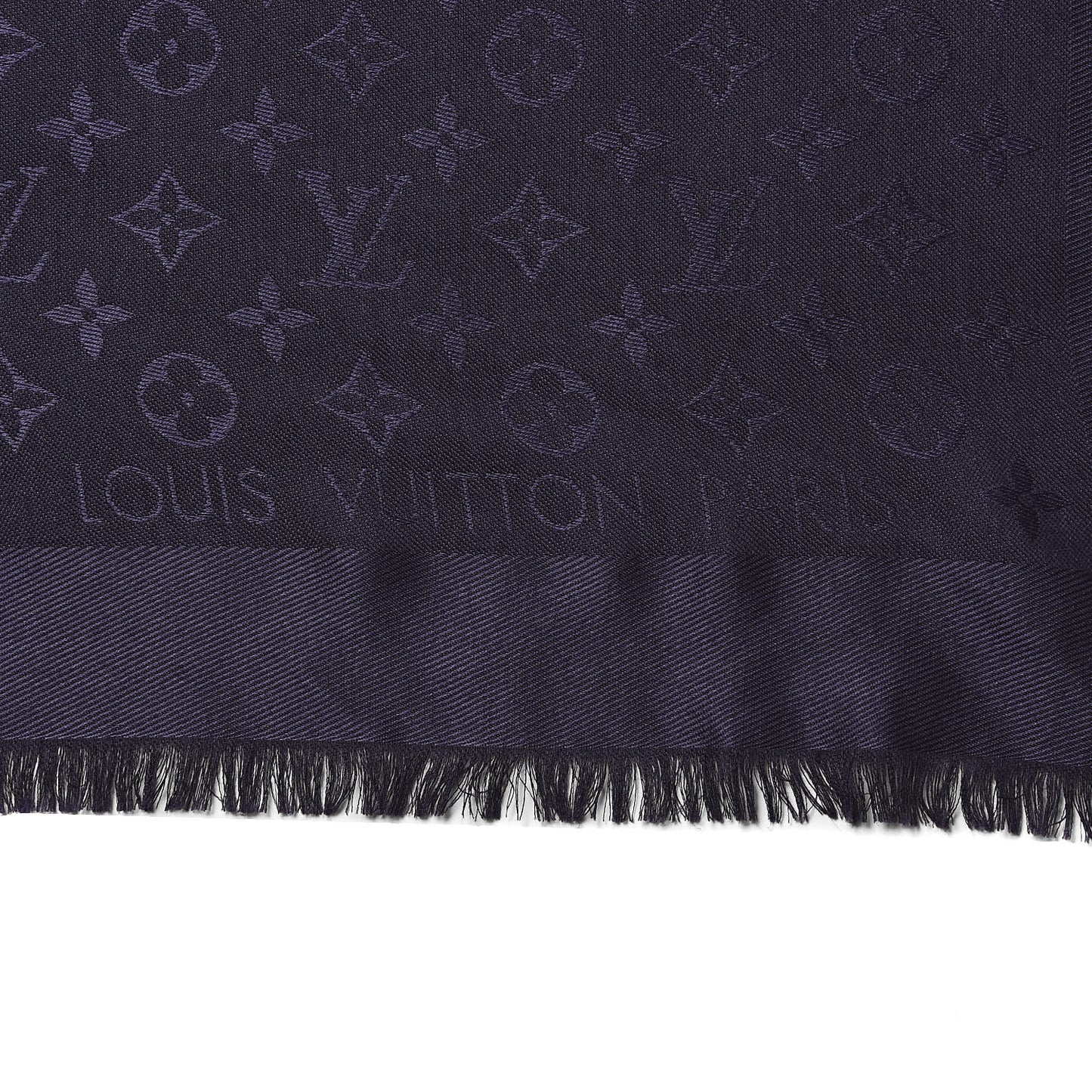 Silk Wool Monogram Shawl Night Blue