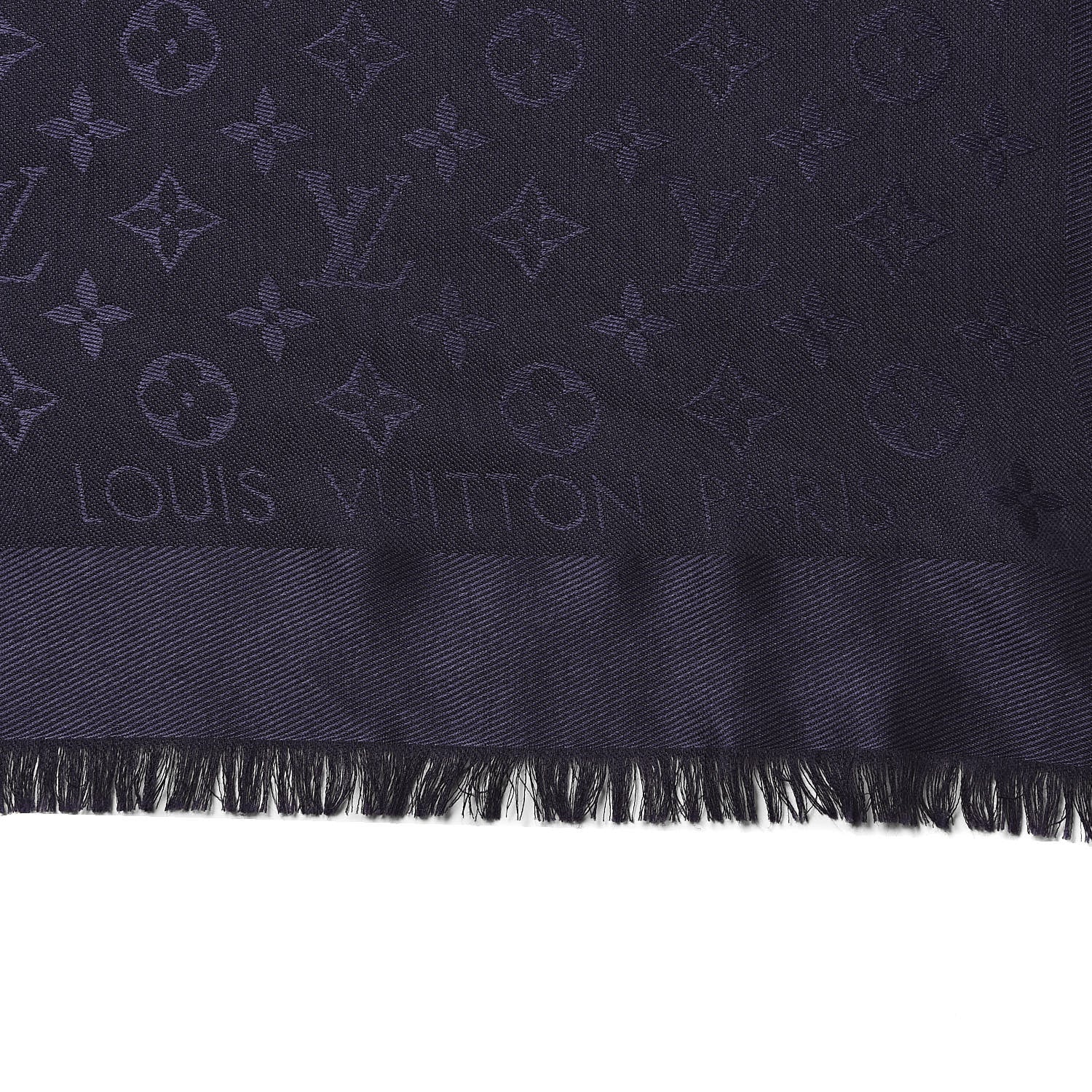 Louis Vuitton Silk Wool Monogram Shawl Night Blue 6 of 6