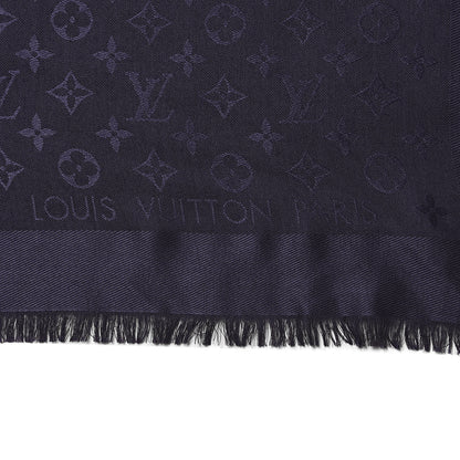 Louis Vuitton Silk Wool Monogram Shawl Night Blue 6 of 6