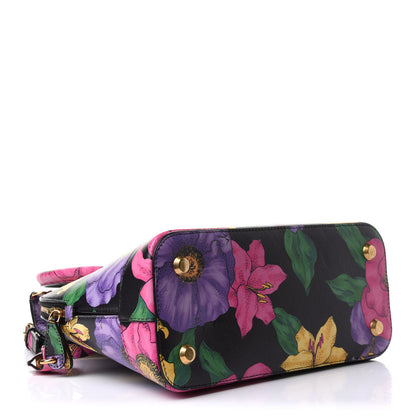 Balenciaga Smooth Calfskin Lush Floral Print S Ville Top Handle Bag Black Multicolor 3 of 9