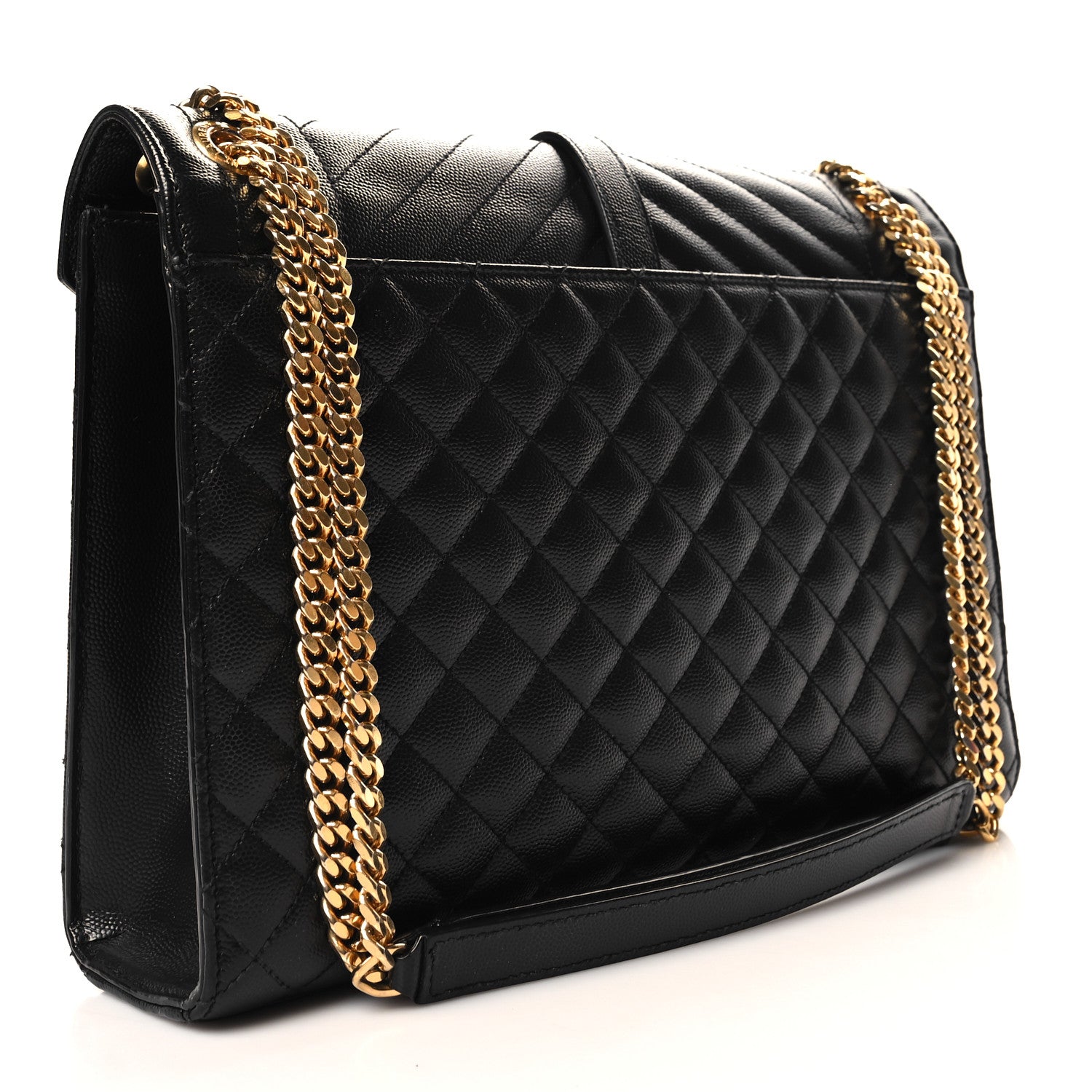 Saint Laurent Grain De Poudre Textured Mixed Matelasse Large Triquilt Monogram Satchel Black 3 of 12
