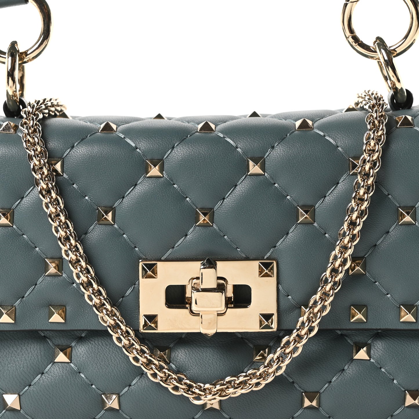 Nappa Small Rockstud Spike Shoulder Bag Sarcelle