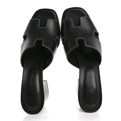 Hermes Calfskin Helia Sandals 36 Black 2 of 12