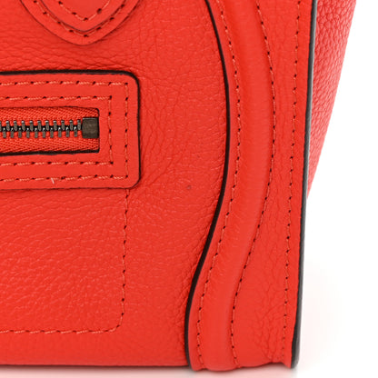 Celine Drummed Calfskin Nano Luggage Coquelicot 13 of 13
