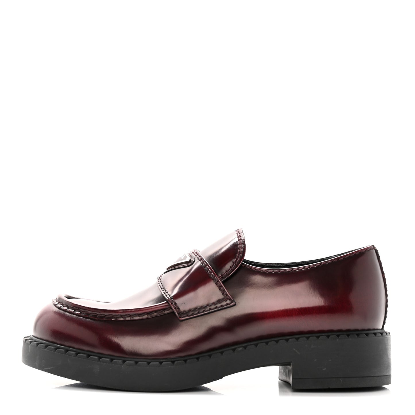 Spazzolato Metal Triangle Logo Mens 35mm Loafers 5 Porpora Fume