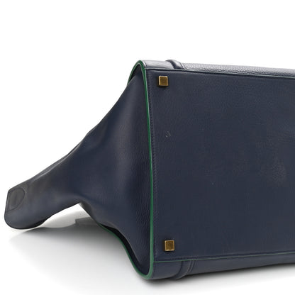Celine Supple Calfskin Medium Phantom Luggage Navy Blue Green Trim 8 of 8