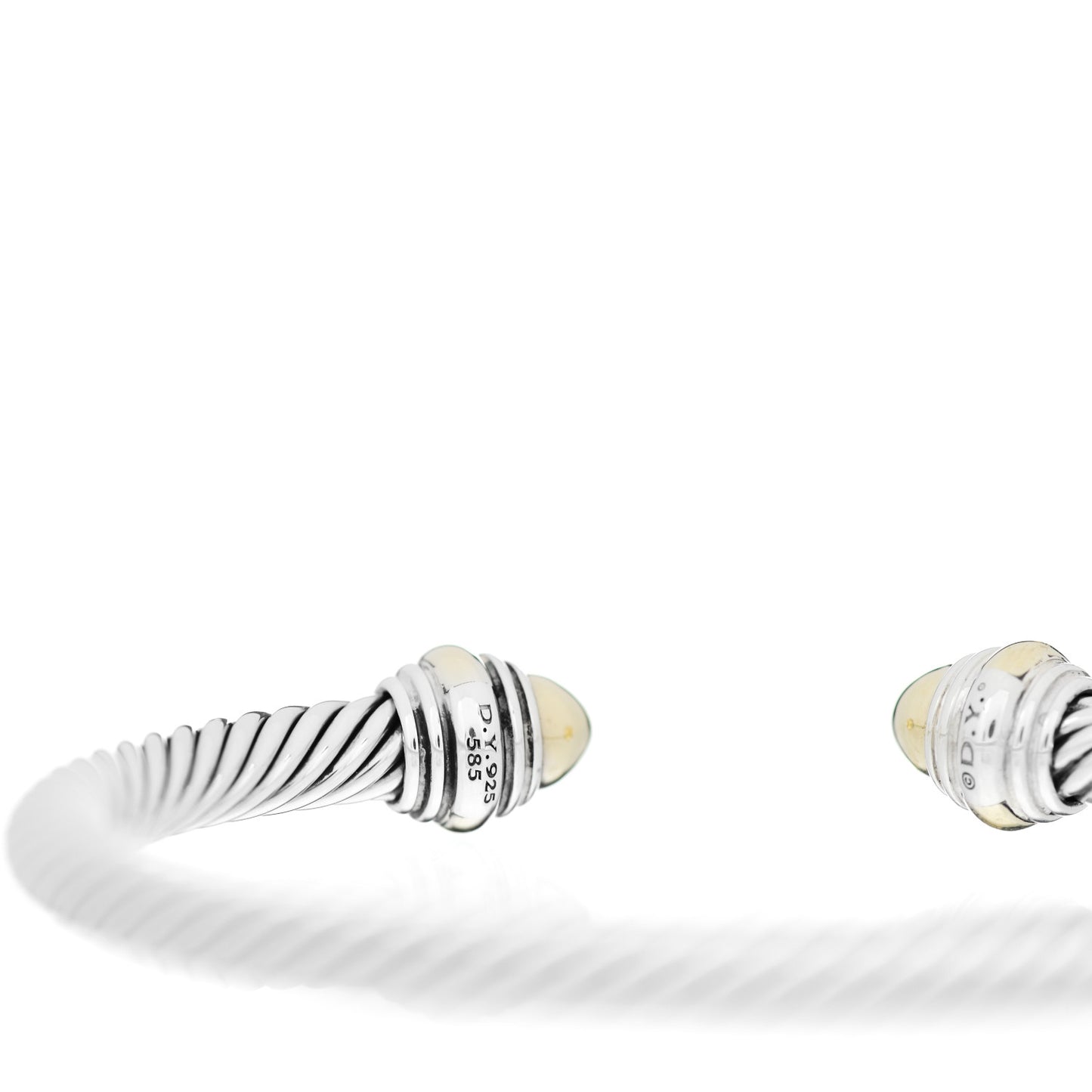 Sterling Silver 14K Yellow Gold 5mm Cable Classics Dome Bracelet