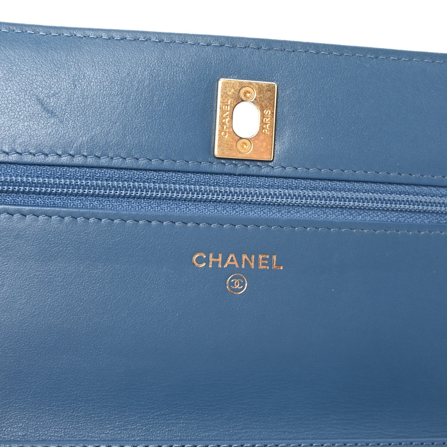 Chanel Denim Quilted CC Pearl Crush Wallet on Chain WOC Blue 6 of 11