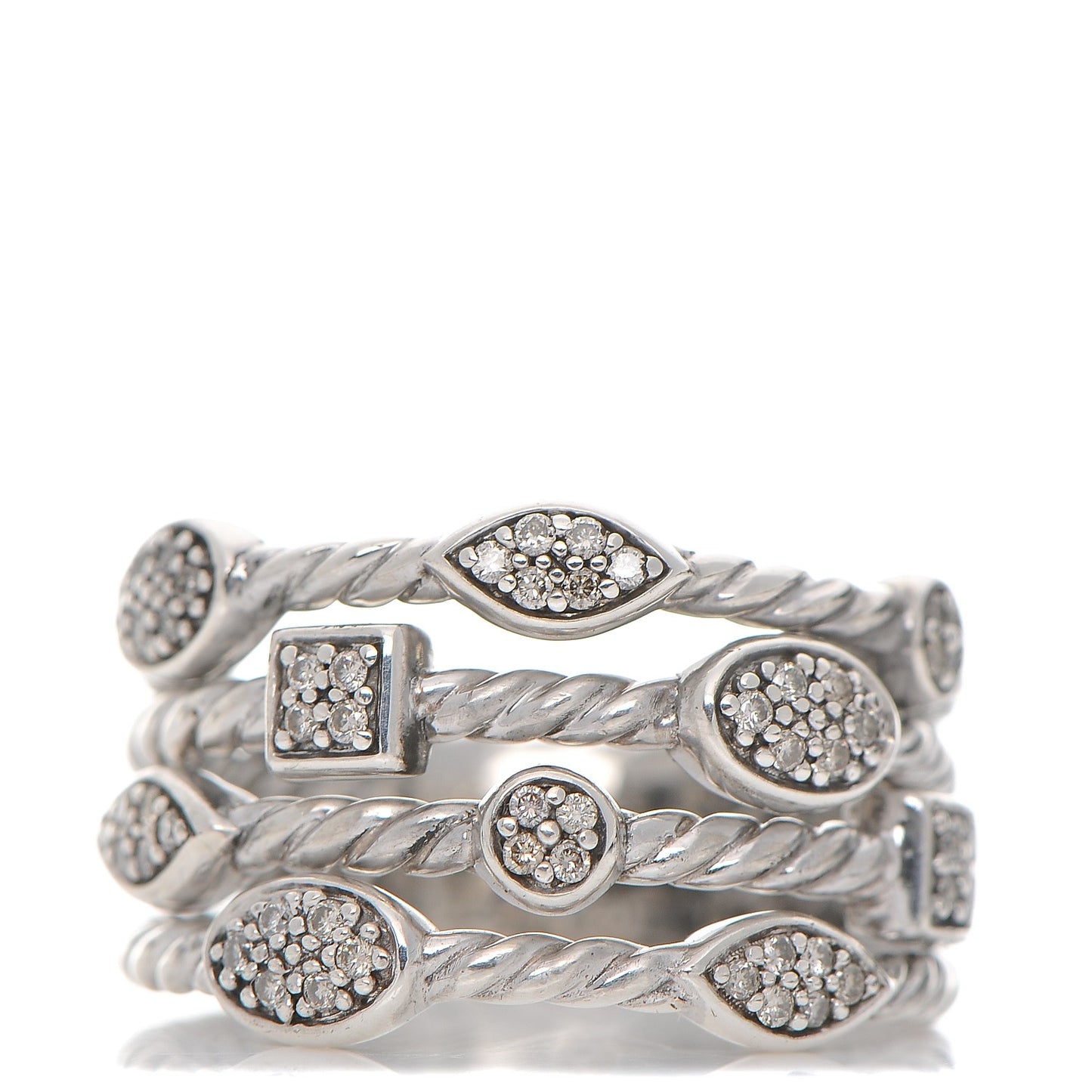 Sterling Silver Diamond Confetti 4 Row Ring 57 8