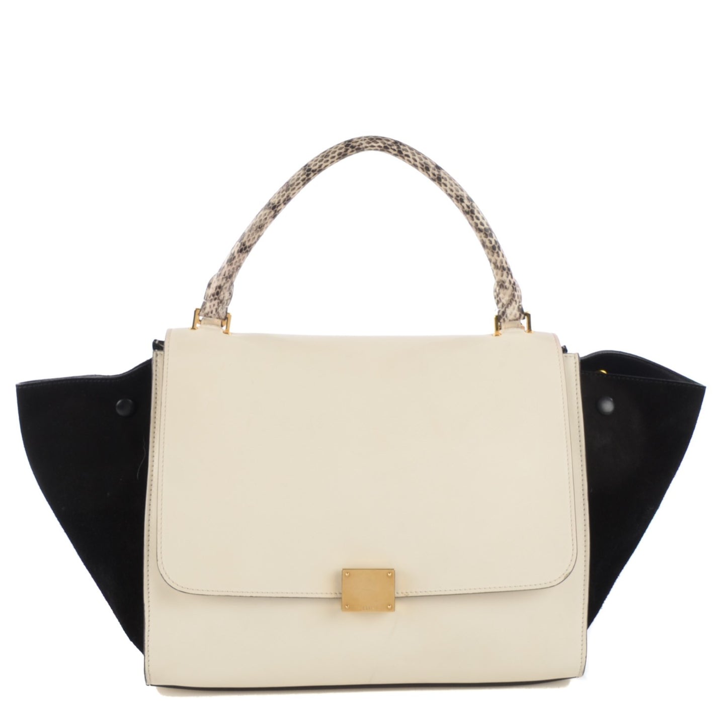 Calfskin Suede Whipsnake Medium Trapeze Black White