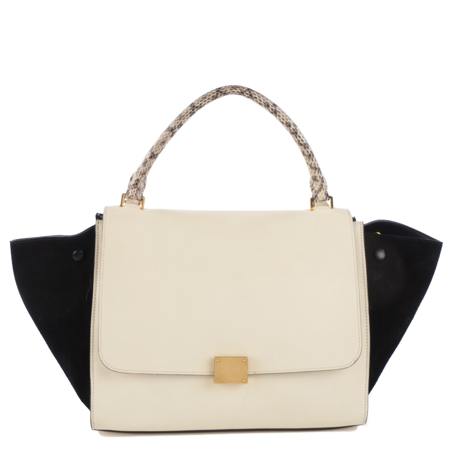 Celine Calfskin Suede Whipsnake Medium Trapeze Black White 1 of 8