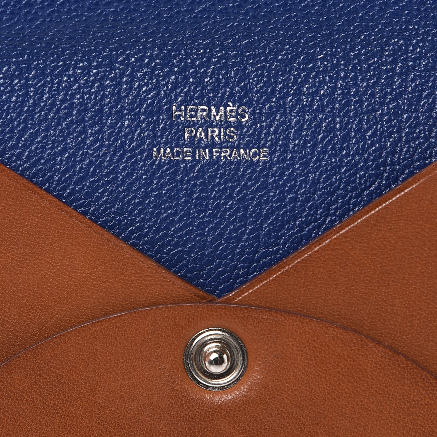 Barenia Calvi Card Case Fauve Blue Saphir
