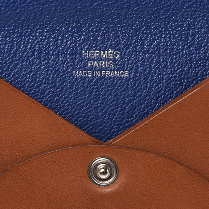 Hermes Barenia Calvi Card Case Fauve Blue Saphir 6 of 11