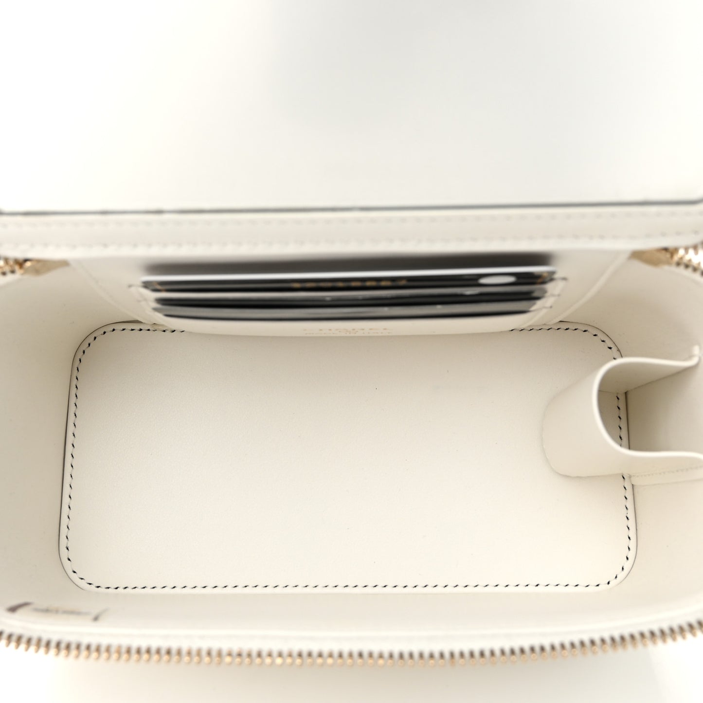 Caviar Quilted Small Vanity Case With Chain White