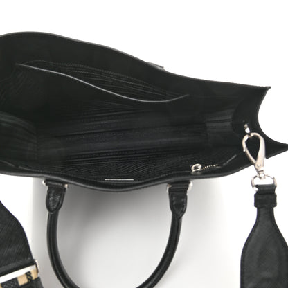 Prada Saffiano Cuir Triangle Logo Embossed Vertical Tote Black 5 of 12