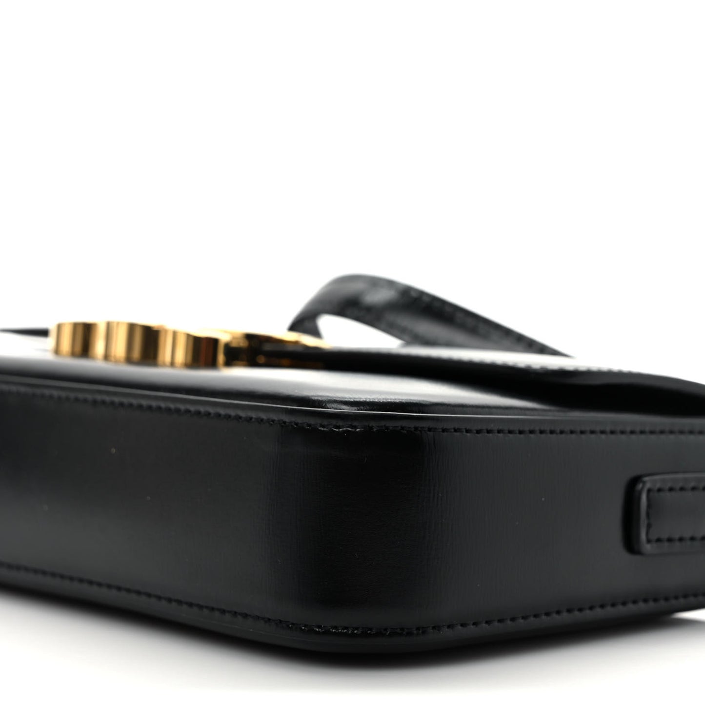 Shiny Calfskin Triomphe Shoulder Bag Black