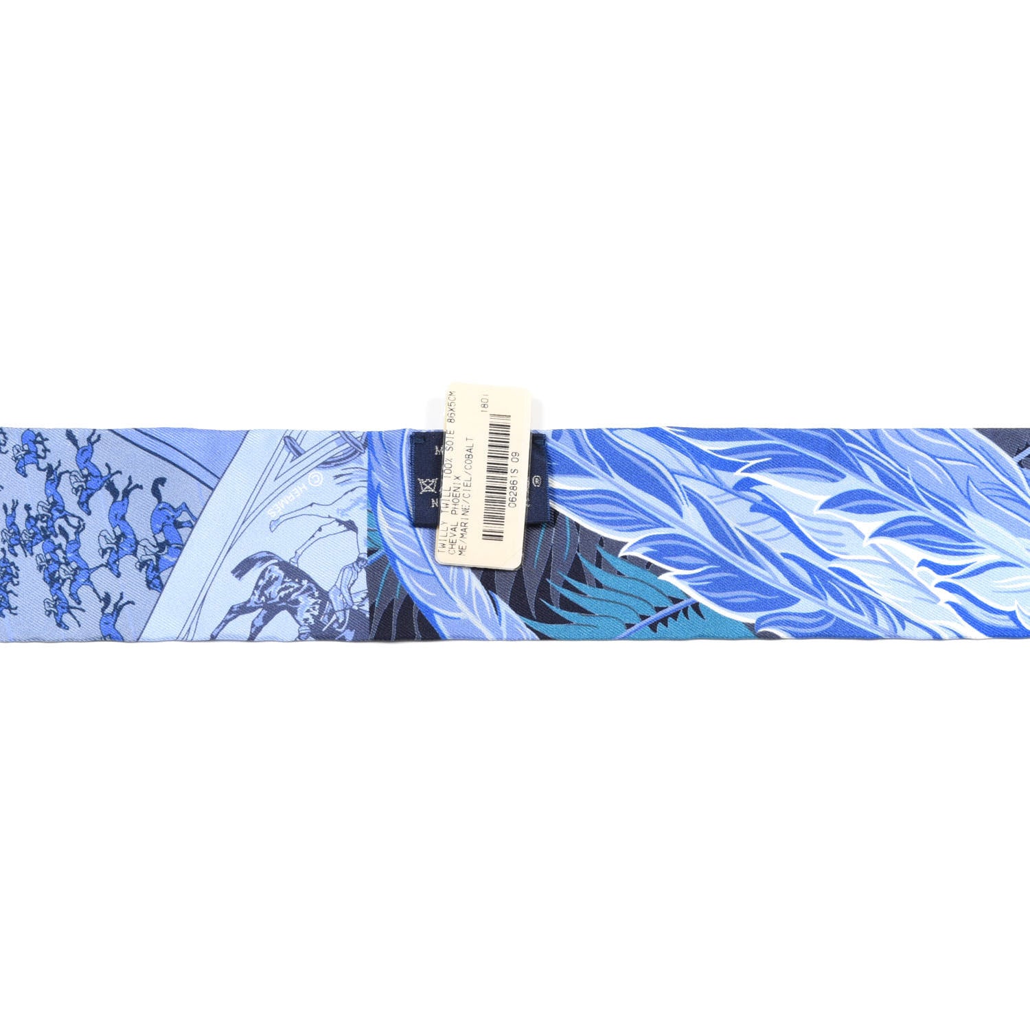 Hermes Silk Cheval Phoenix Twilly Marine Ciel Cobalt 3 of 4