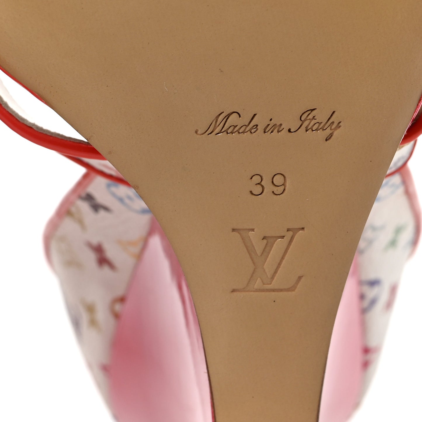 Monogram Multicolor Wedge Sandals 39 White Pink