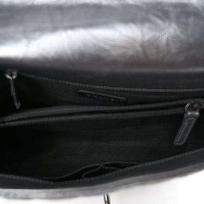 Chanel Metallic Aged Calfskin Quilted Medium Coco Handle Flap Charcoal 5 of 11