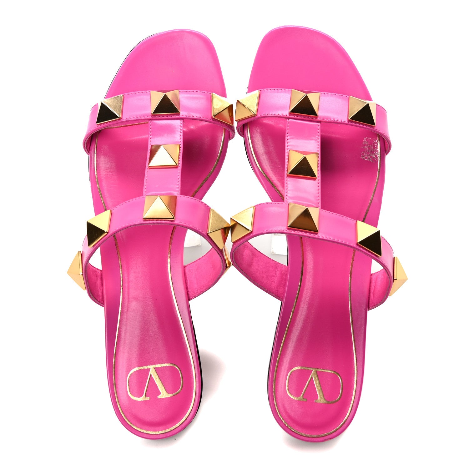 Valentino Garavani Calfskin Roman Stud Flat Sandals 40 Feminine Pink 2 of 9