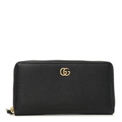 Gucci Dollar Calfskin GG Marmont Zip Around Wallet Black 1 of 8
