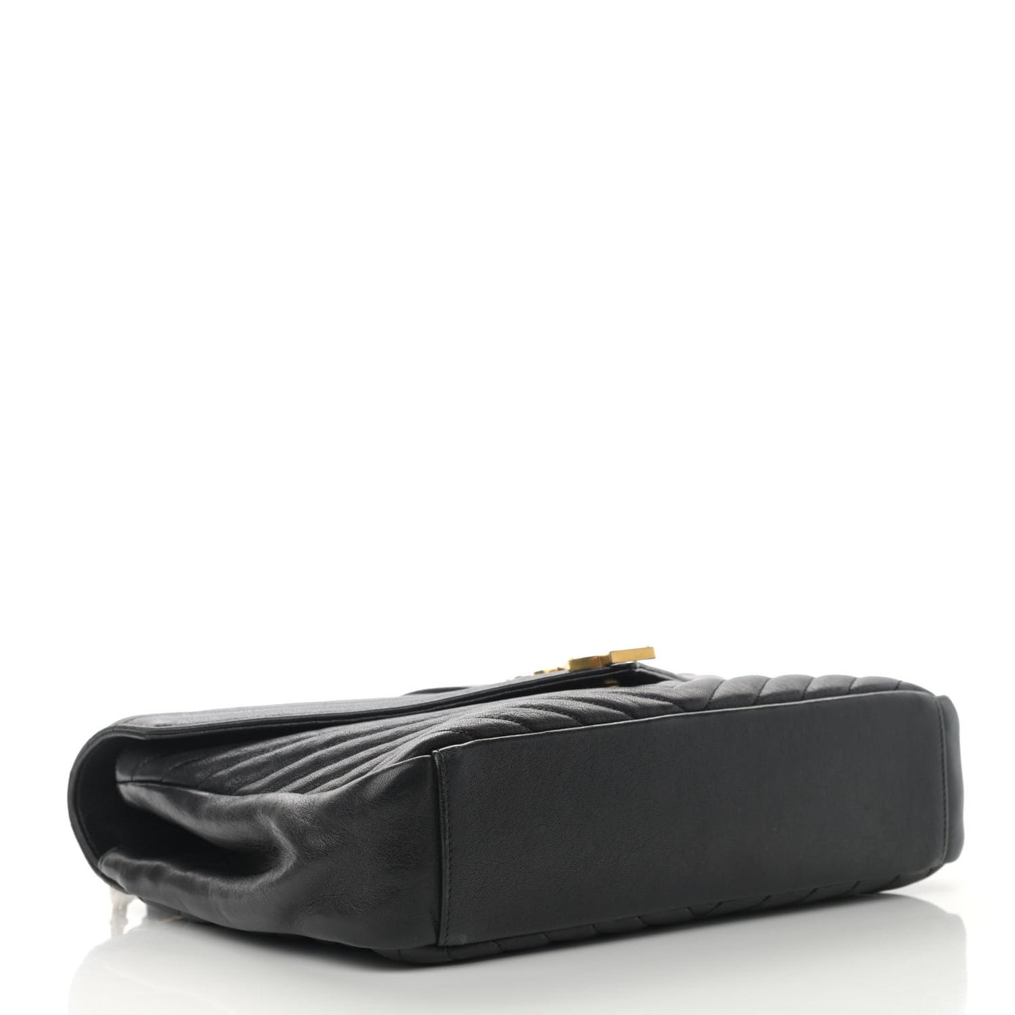 Sheepskin Matelasse Chevron Monogram Large College Satchel Black