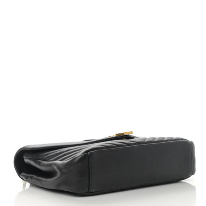 Saint Laurent Sheepskin Matelasse Chevron Monogram Large College Satchel Black 4 of 15