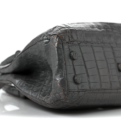 Nancy Gonzalez Metallic Crocodile Top Handle Shoulder Bag Anthracite 8 of 10