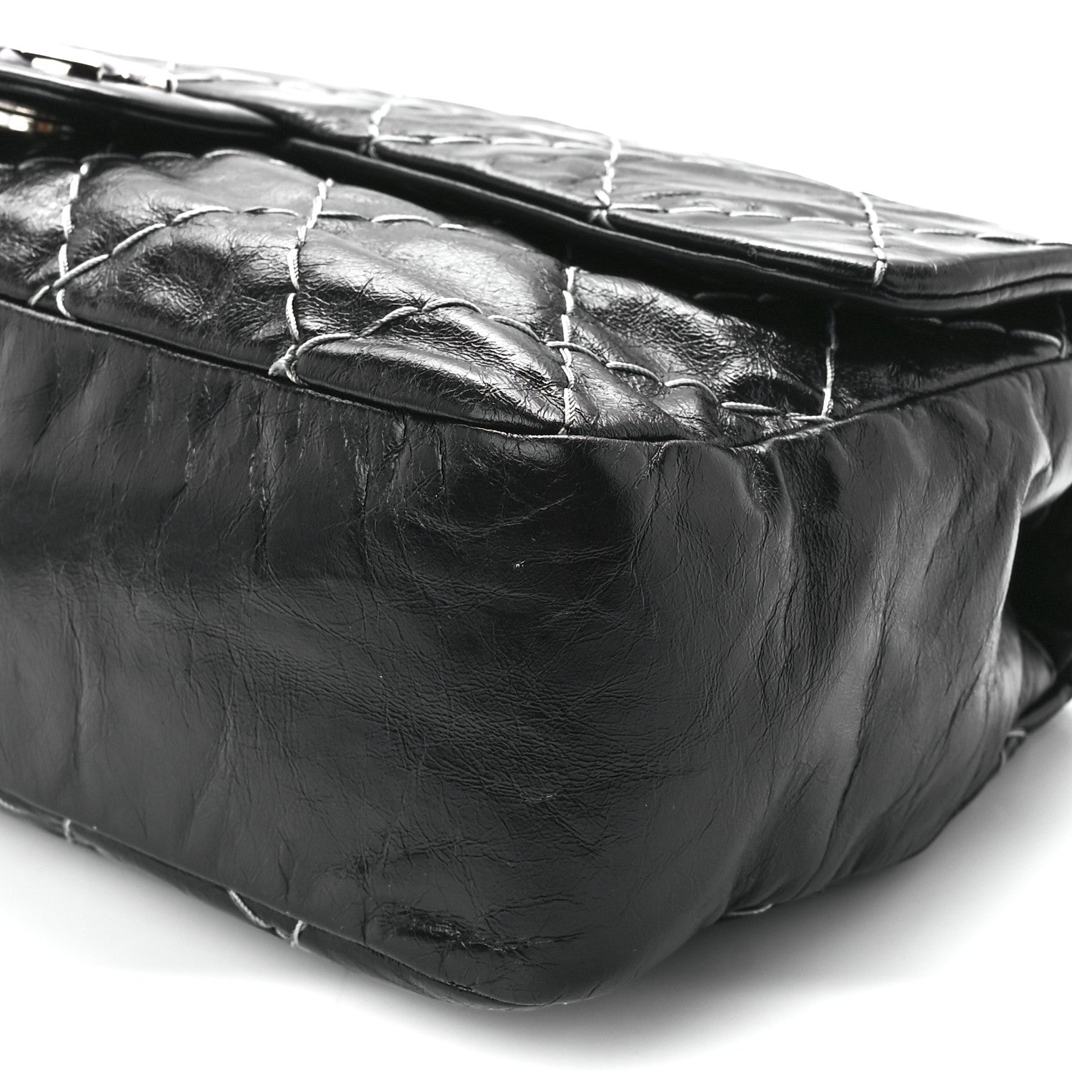 Chanel Glazed Goatskin Double Contrast Stitch Flap Black 10 of 10