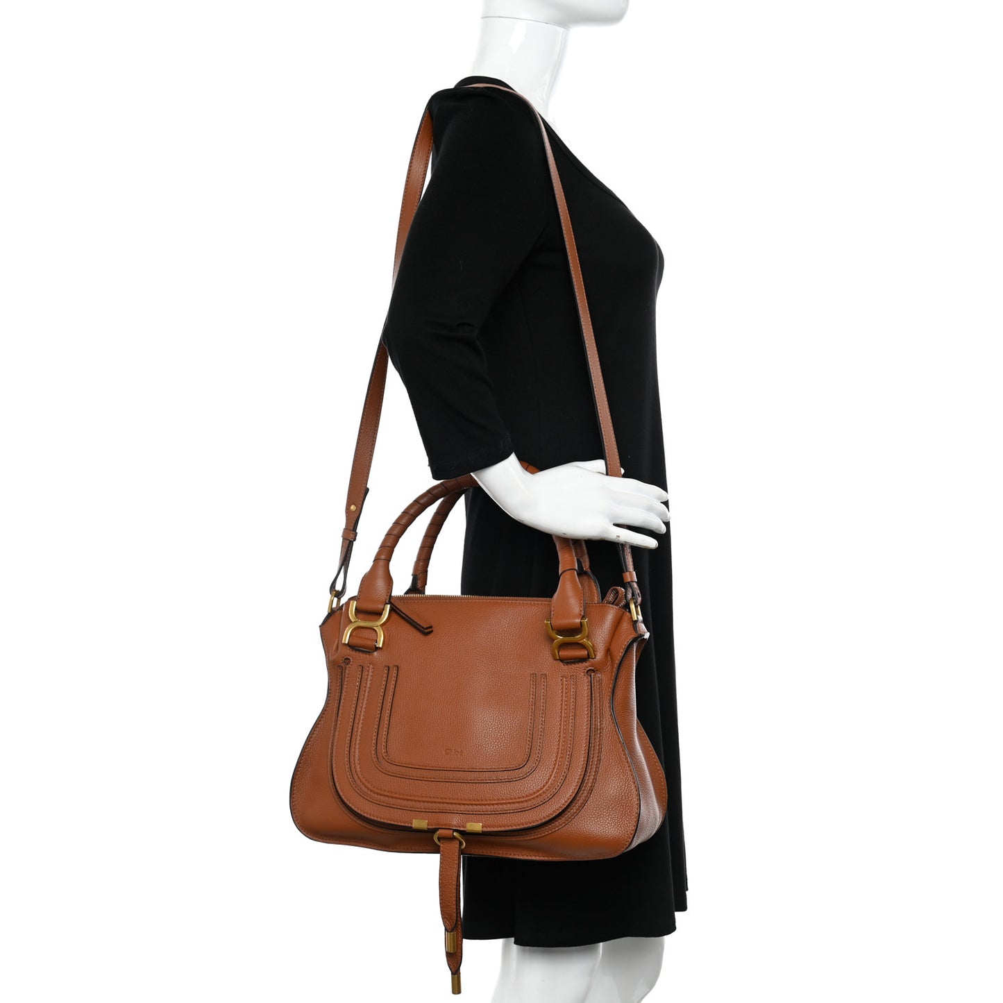Calfskin Medium Marcie Satchel Tan