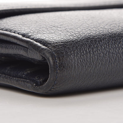 Chanel Glazed Goatskin Camellia Embossed French Flap Wallet Black 13 of 13