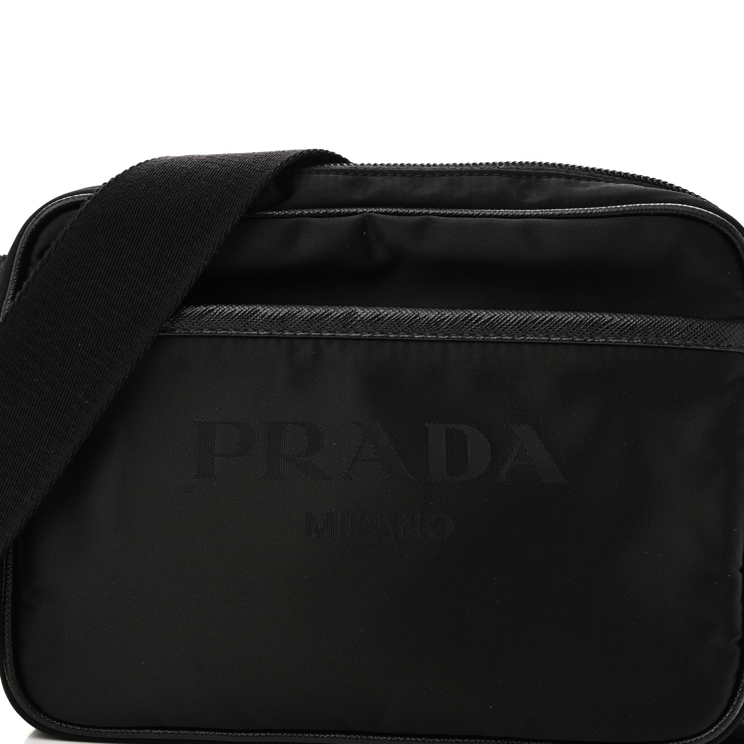 Prada Tessuto Nylon Saffiano Logo Camera Bag Black 7 of 11