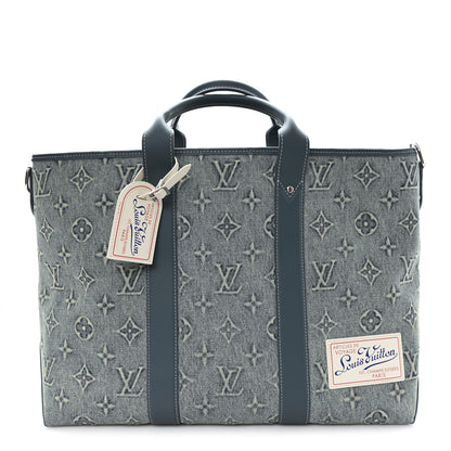 Louis Vuitton Monogram Washed Denim Weekend Tote NM Blue 1 of 9