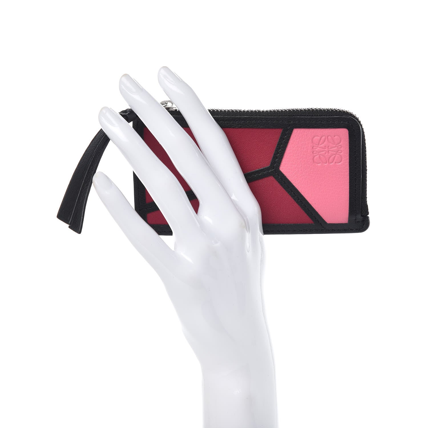 Loewe Calfskin Puzzle Colorblock Coin Card Holder Wild Rose Raspberry 2 of 8