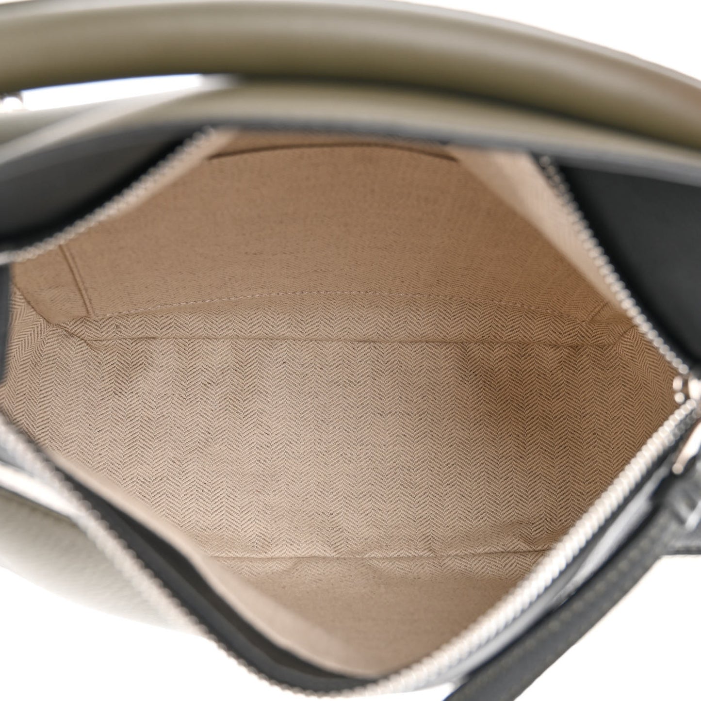 Calfskin Small Puzzle Bag Khaki Green Soft White