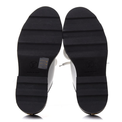 Louis Vuitton Calfskin Monogram Beaubourg Open Back Platform Derby Shoes 36.5 White 7 of 9