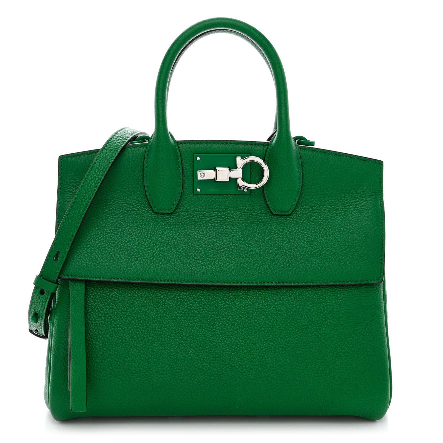 Grained Calfskin Studio Top Handle Bag Green